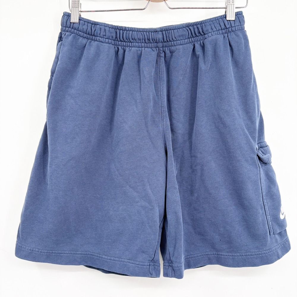 Nike Mens Blue Fleece Cargo Athletic Gorpcore Lounge Athleisure Sweat Shorts L